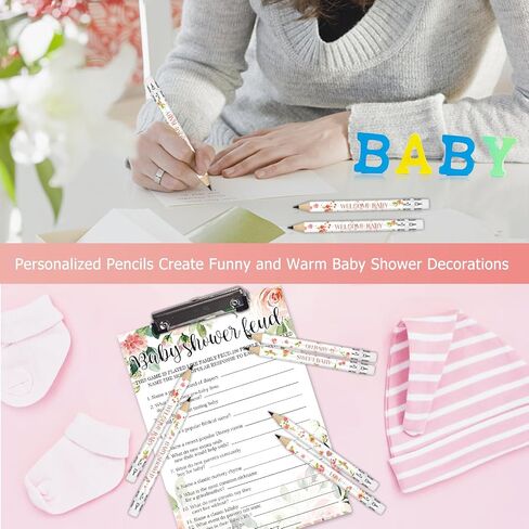 Vakuny 72 Pcs Baby Shower Half Pencils - 4 Inches Baby Shower Floral Pencils with Erasers - Mini Pencils Baby Shower for Girl Boy Kids School Office Baby Shower Supplies(Floral) in Saudi Arabia
