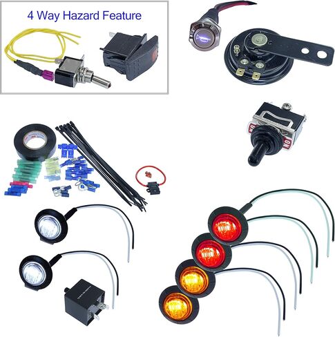 MCSADVENTURES Universal UTV ATV DIY Street Legal Kit نظام إشارة الانعطاف مع قرن (LED مستدير، مفتاح تبديل)، in Kuwait