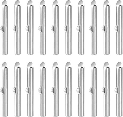 uxcell 30Pcs Slide on End Clasps, 25mm Tube Ball Bead Slider Crimp Ends for Multi-Strand DIY Craft Making, Silver Tone in Saudi Arabia