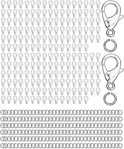 700 قطعة من مشابك مخلب جراد البحر ومجموعة حلقات القفز المفتوحة، مشابك جراد البحر لصنع المجوهرات ومشابك السوار وإغلاق لخلخال المجوهرات وقلادة DIY in Saudi Arabia