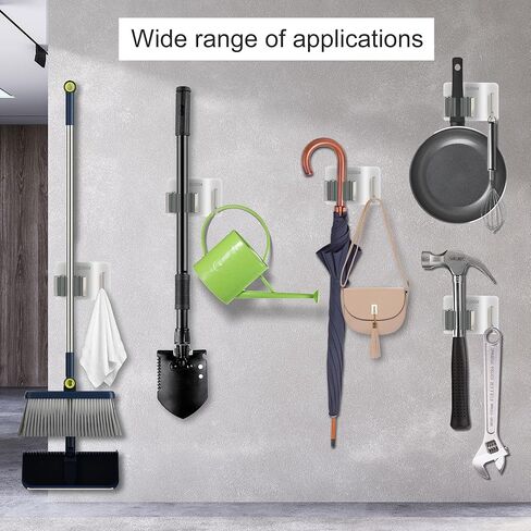 5 قطع حامل مكنسة وممسحة يثبت على الحائط، شماعة مكنسة ذاتية اللصق مع خطاف، حامل مكنسة منظم أدوات الحديقة من الفولاذ المقاوم للصدأ لغرفة الغسيل والحمام والمرآب والمطبخ باللون الأسود in Kuwait