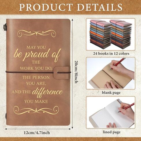 Patelai 48 Pcs Thank You Gifts Appreciation Gifts 24 Pcs Employee Leather Journal with Pen Bulk 7.9 x 4.7 in Inspirational PU Refillable Notebook for Graduation Coworker Employee Gifts(Stylish) in Saudi Arabia