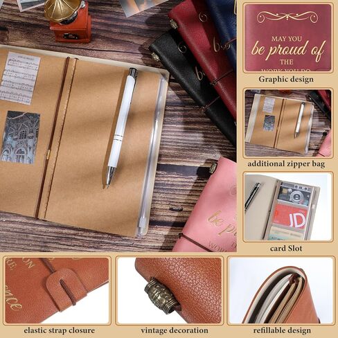 Patelai 48 Pcs Thank You Gifts Appreciation Gifts 24 Pcs Employee Leather Journal with Pen Bulk 7.9 x 4.7 in Inspirational PU Refillable Notebook for Graduation Coworker Employee Gifts(Stylish) in Saudi Arabia