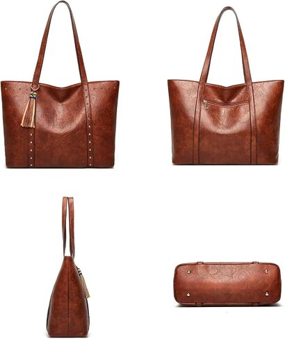 Barsine Tote Bag for Women PU Leather Handbag Vintage Shoulder Bag Classic Purse in Saudi Arabia