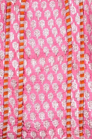 Quilted Cotton Handprinted Reversible Large multicolor Floral Tote Bag in Saudi Arabia