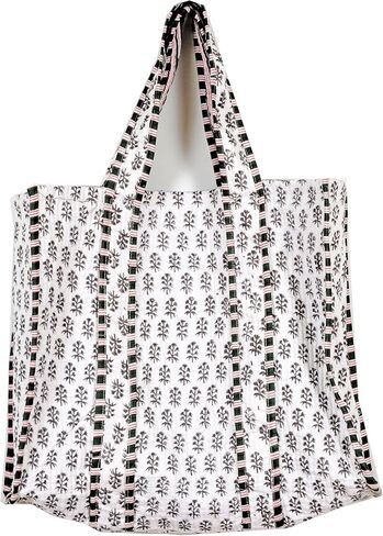 Quilted Cotton Handprinted Reversible Large multicolor Floral Tote Bag in Saudi Arabia