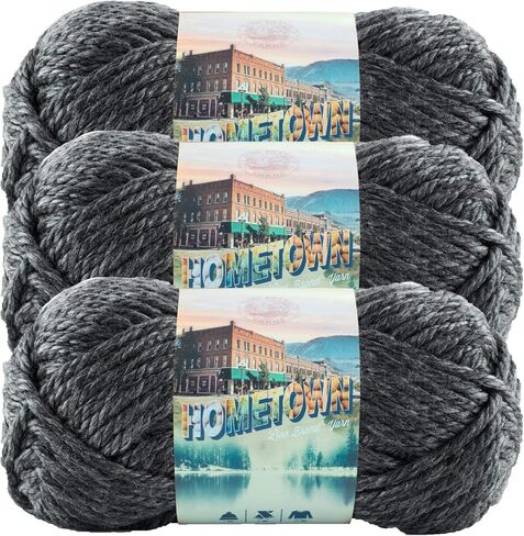 Lion Brand Hometown USA Yarn (3-Pack) Chicago Charcoal 135-150 in Saudi Arabia