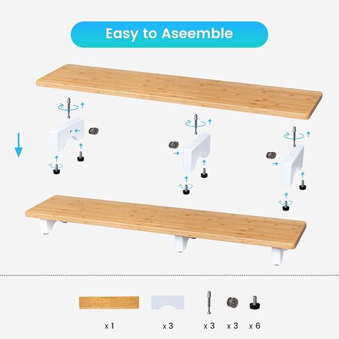 Large Dual Monitor Stand Riser, Solid Wood Desk Shelf with Wood Legs for Laptop Computer/TV/PC/Printers, Rustic Wood Black Desktop Stands Organizer with Underneath Storage for Office Accessories in Saudi Arabia