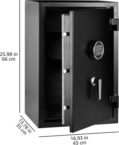 Amazon Basics Fire Resistant Security Safe with Programmable Electronic Keypad, 2.1 Cubic Feet, Black, 16.93"W x 13.78" Dx 25.98"H in Saudi Arabia