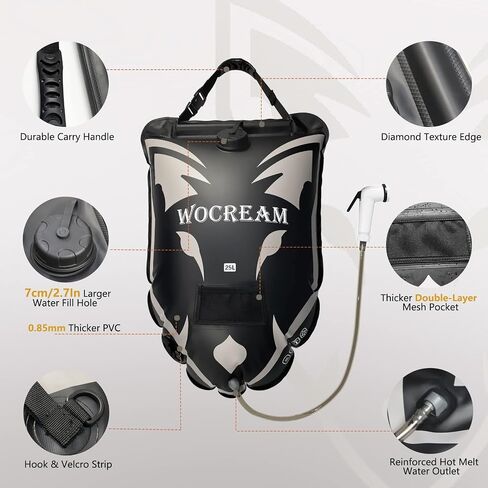Camping Portable Solar Shower Bag, 25L, with On/Off Shower Head, for Camping, Beach Swimming, Outdoor Traveling, Camping Accessories in Saudi Arabia