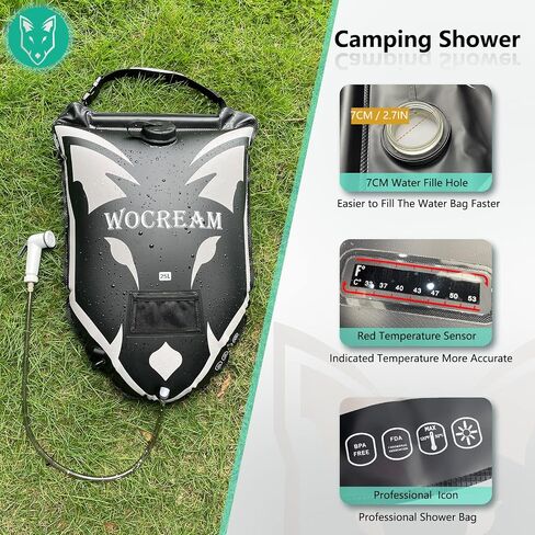 Camping Portable Solar Shower Bag, 25L, with On/Off Shower Head, for Camping, Beach Swimming, Outdoor Traveling, Camping Accessories in Saudi Arabia