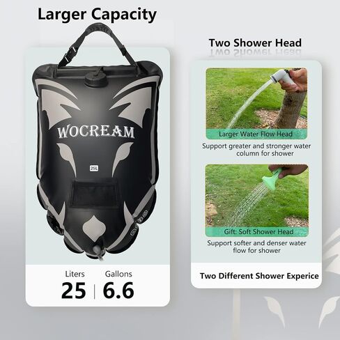 Camping Portable Solar Shower Bag, 25L, with On/Off Shower Head, for Camping, Beach Swimming, Outdoor Traveling, Camping Accessories in Saudi Arabia