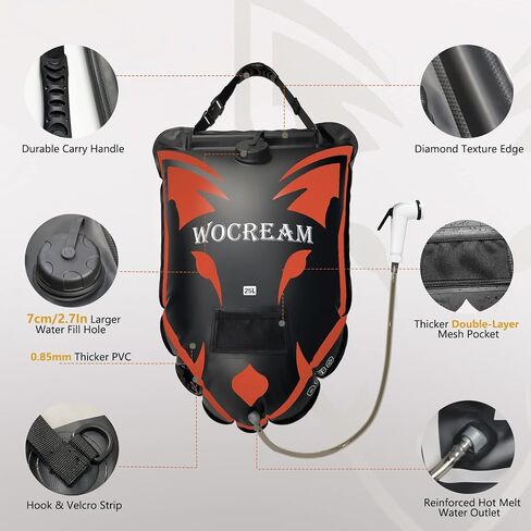 Camping Portable Solar Shower Bag, 25L, with On/Off Shower Head, for Camping, Beach Swimming, Outdoor Traveling, Camping Accessories in Saudi Arabia