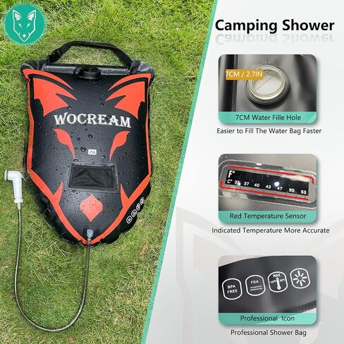 Camping Portable Solar Shower Bag, 25L, with On/Off Shower Head, for Camping, Beach Swimming, Outdoor Traveling, Camping Accessories in Saudi Arabia