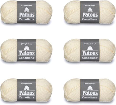 PATONS Canadiana Oatmeal Yarn - 6 Pack of 3.5oz/100g - Acrylic - 4 Medium - 205 Yards - Knitting/Crochet in Saudi Arabia