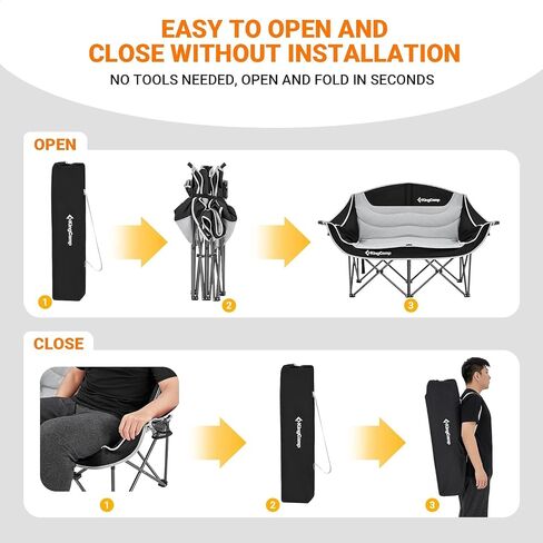 كرسي تخييم KingCamp Loveseat لشخصين، كرسي تخييم مزدوج كبير الحجم شديد التحمل للاستخدام في الهواء الطلق، والتخييم، والسفر، ودعم 440 رطلاً in Saudi Arabia