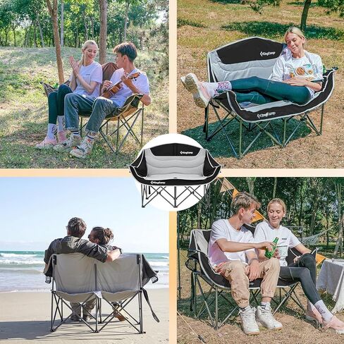 كرسي تخييم KingCamp Loveseat لشخصين، كرسي تخييم مزدوج كبير الحجم شديد التحمل للاستخدام في الهواء الطلق، والتخييم، والسفر، ودعم 440 رطلاً in Saudi Arabia