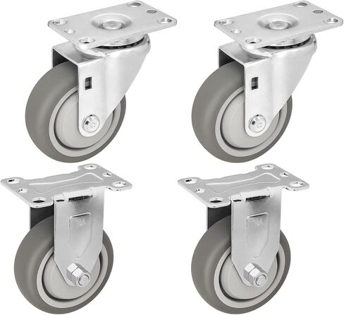 3.5" 4 Pack Plate Caster, Thermoplastic Light Heavy Duty Rubber Gray Swivel Caster, Top Plate Casters, 1200 lbs Total Capacity (3.5 inches Pack of 4, Swivel Wheel) in Saudi Arabia