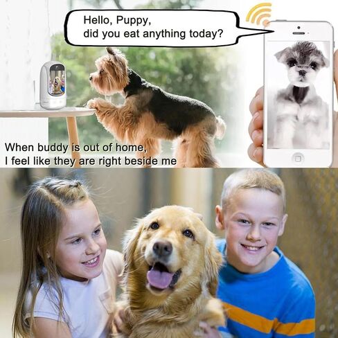 2-Way Video/Audio Security Camera Screen WiFi AI Detection Puppy/Pet/Cat/Elderly/Dog Monitor Wireless Facetime Cam Voice Phone APP Controlled Sound Video Calling Devices for Grandpa, White in Kuwait