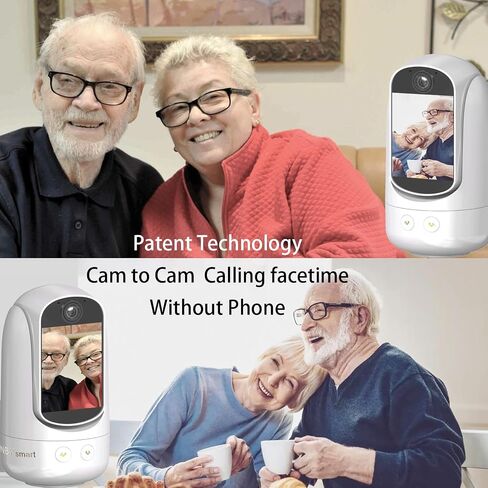 2-Way Video/Audio Security Camera Screen WiFi AI Detection Puppy/Pet/Cat/Elderly/Dog Monitor Wireless Facetime Cam Voice Phone APP Controlled Sound Video Calling Devices for Grandpa, White in Kuwait