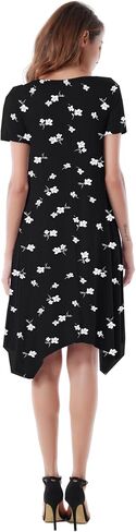 Invug Women Casual Loose Soft Crewneck Short Sleeve Pockets Swing T-Shirt Dress in Kuwait