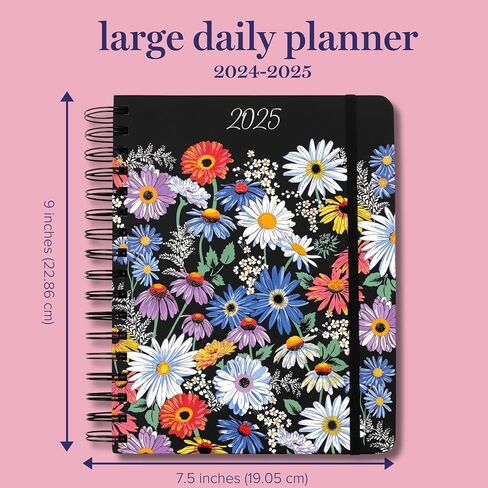Vera Bradley 2024-2025 Large Planner Daily Weekly & Monthly, 17 Month Hardcover Agenda Dated Aug 2024-Dec 2025, Cute Planner with Stickers, Pockets, & Spiral Binding (Garden Green Leaf) in Saudi Arabia