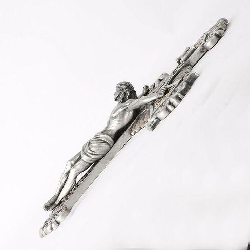 BC Catholic St Benedict Crucifix Wall Cross, Jesus Christ Cross, Vintage Religious Gift, Wood Carve Looking, 12"H Hand-painted by Buildclassic in Saudi Arabia