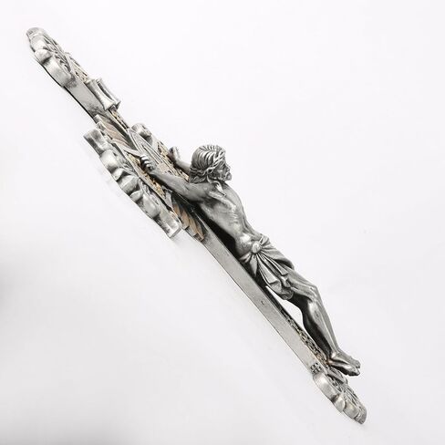 BC Catholic St Benedict Crucifix Wall Cross, Jesus Christ Cross, Vintage Religious Gift, Wood Carve Looking, 12"H Hand-painted by Buildclassic in Saudi Arabia