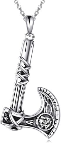 TIGER RIDER 925 Sterling Silver Viking Arrowhead/Battle Axe/Triple Odin Horns Pendant Necklace Mjolnir Nordic Runic Talisman Norse Amulet Jewelry Gifts for Men Boyfriend in Saudi Arabia