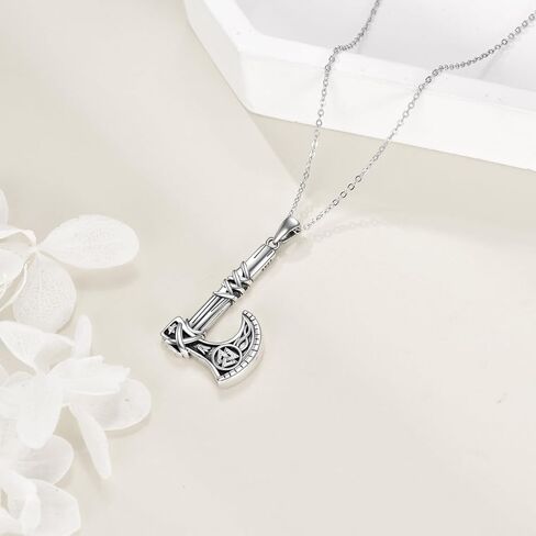 TIGER RIDER 925 Sterling Silver Viking Arrowhead/Battle Axe/Triple Odin Horns Pendant Necklace Mjolnir Nordic Runic Talisman Norse Amulet Jewelry Gifts for Men Boyfriend in Saudi Arabia