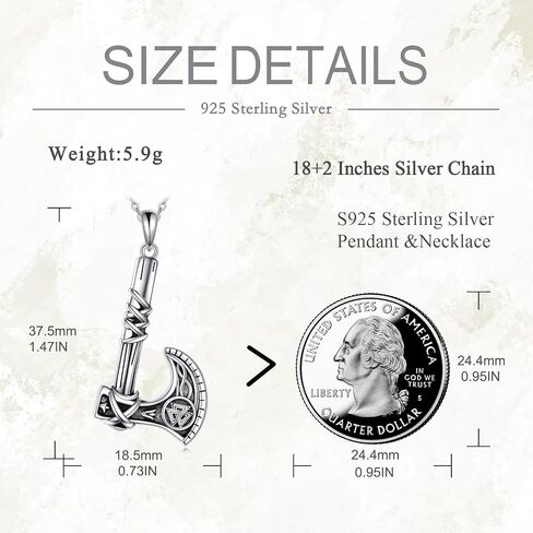 TIGER RIDER 925 Sterling Silver Viking Arrowhead/Battle Axe/Triple Odin Horns Pendant Necklace Mjolnir Nordic Runic Talisman Norse Amulet Jewelry Gifts for Men Boyfriend in Saudi Arabia