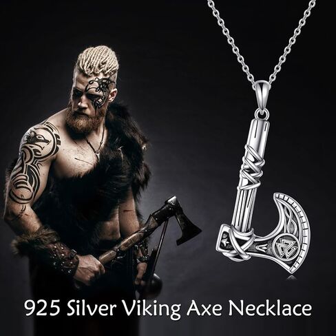 TIGER RIDER 925 Sterling Silver Viking Arrowhead/Battle Axe/Triple Odin Horns Pendant Necklace Mjolnir Nordic Runic Talisman Norse Amulet Jewelry Gifts for Men Boyfriend in Saudi Arabia