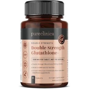 pureclinica Glutathione 1000mg x 60 Tablets. with 500mg Glutathione, 300mg ALA, and 200mg Vitamin C per Tablet.