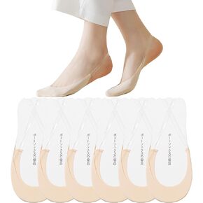 Womens No Show Socks 6 Pairs Nylon Ultra Low Cut Liner Socks Non-Slip Socks for Women US Size 6-9