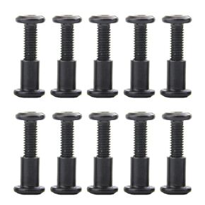 10 Sets M6x30mm Screw Post Socket Cap Bolts Barrel Nuts Belt Buckle Binding Bolts Binding Screws Posts Leather Fastener for Furniture Albums Leather Saddles, for 5/16"(8mm) Hole Dia, Black