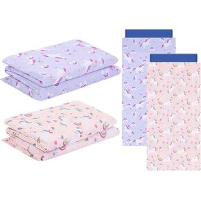 2 Pcs Unicorn Nap Mat Cover for Girls Boys Sewn in Flap Design Rest Mat Cover in Flap Design for Preschool Daycare Pink Purple Kindergarten Microfiber Mat Cover (Not Included Nap Mat) in Kuwait