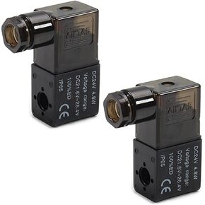 Fielect 2Pcs Pneumatic Solenoid Valve Coil DC 24V Electric Solenoid Air Valve Coil Solenoid Valve Replacement Parts, Solenoid Valve Plug Connector