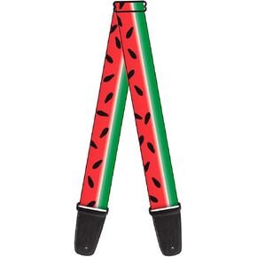 Buckle-Down Guitar Strap Watermelon Stripe Red Green Black 2 Inches Wide