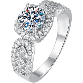 S925 Classic & Graceful Adjustable Silver Ring -1 Carat Natural Diamond in D-color VVS1 Clarity | Vintage Elegant Design | Ideal for Engagement