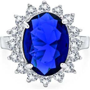 Personalize Vintage Style 5-7 Karat Crown Halo Oval Cubic Zirconia Simulated CZ Yellow Royal Blue Sapphire Engagement Ring .925 Sterling Silver Customizable