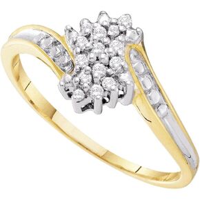 Sonia Jewels 10k Yellow OR White Gold Ladies Womens Round Diamond Cluster Ring (1/10 cttw.)