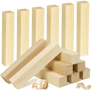 16 Pack Basswood Carving Blocks, 6 X 1 X 1 Inches Soft Solid Wooden Blocks, Unfinished Wood Whittling Blocks for Carving and Whittling, Beginner, Expert in Kuwait