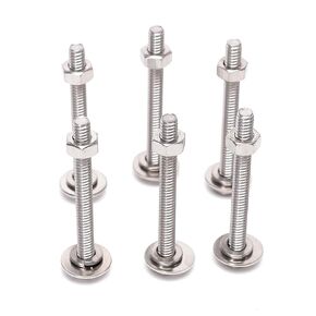 3/8-16x4" Complete Set Hex Head Screw Bolts,Nuts,Fender Flat washers,Split Lock Washers,Fully Threaded, Stainless Steel 18-8（304）, Bright Finish (6Set)