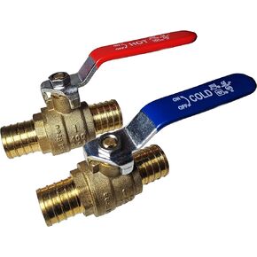 10 Pieces XFITTING 1" Pex Ball Valve with Hot and Cold Handle, 5 Hot/Red, 5 Blue/Cold