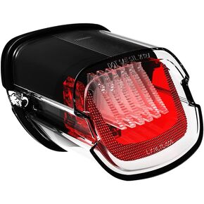 LED Brake Tail Light with 3D Sequential Turn Signals for Motorcycle F1-Style Flashing Blinker Compatible with Sportster Dyna Low Rider Electra Glide Road King Softail (Smoked)