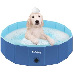 Furrybaby Dog Pool, Foldable Dog Pools for Large Dogs Portable Pet Pool Kiddie Pool Doggie Wading Pool Dog Swimming Pool(Green 32'') Indoor and Outdoor