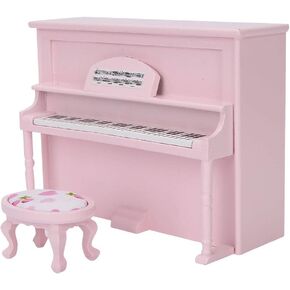 1:12 Mini Upright Piano, Dollhouse Wooden Piano with Stool Lifelike Mini House Model Accessories Sportinggoods Doll Accessories(Pink£©