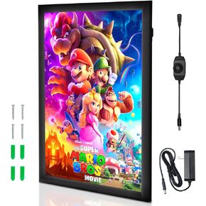 NexaFrame LED Backlit Movie Poster Frame - 16 x 24 Black Cinema Box for Posters, Framed Wall Art Lights for Paintings & Pictures, Digital Signage Display, Lighted Theater Advertising Signs, Light Box
