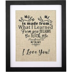 Corfara Framed Dad Burlap Gift 11" W X 13" H, Father's Day Dad Gift from Daughter Son, Dad Birthday, First Christmas Gift for Dad, Father Gift Ideas, Walk with Me Daddy Decorations Gift