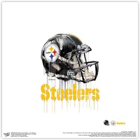 Trends International Gallery Pops NFL Pittsburgh Steelers - Drip Helmet Wall Art Wall Poster, 12.00" x 12.00", Black Frame Version